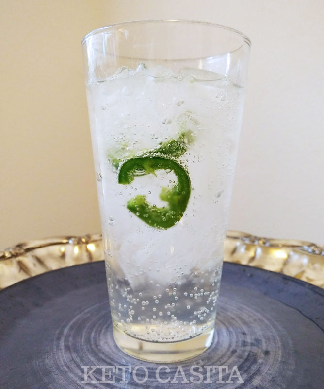 keto ranch water tequila jalapeno cocktail, low carb
